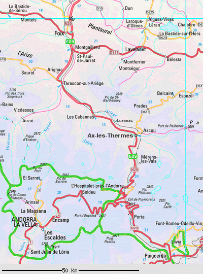 Map Of France And Spain. into France (Bourg-Madam),